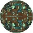 thumbnail image 1 of Ahgly Company Indoor Round Persian Turquoise Blue Traditional Area Rugs, 3' Round, 1 of 4