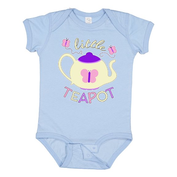 Inktastic Little Teapot Cute Teapot with Butterflies Boys or Girls Baby Bodysuit