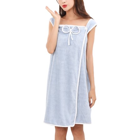 Aunavey Women's Towel Shower Bathrobe with Pocket Button Closure Lightweight Knee Length Body Wraps