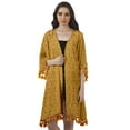 thumbnail image 1 of Moomaya Front Open Printed Shrug 3/4 Sleeve Georgette Beach Cover Up For Women, 1 of 6