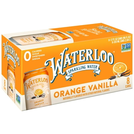 Waterloo Sparkling Water, Orange Vanilla, 12 fl oz, 8 Pack Cans