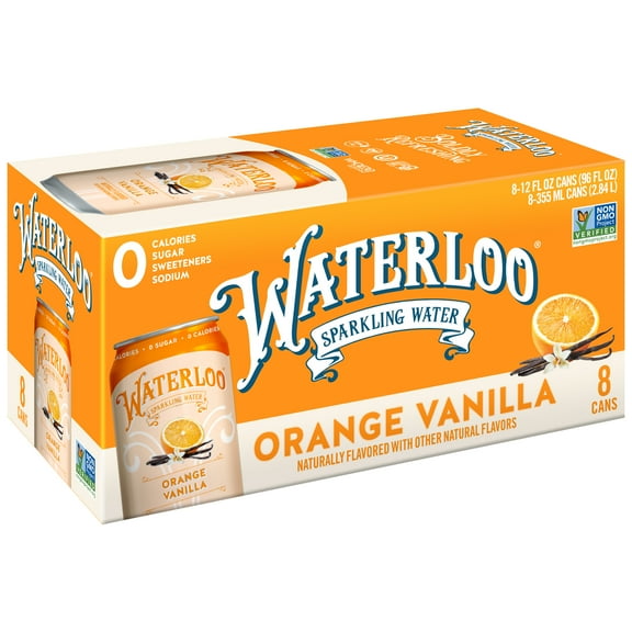 Waterloo Sparkling Water, Orange Vanilla, 12 fl oz, 8 Pack Cans