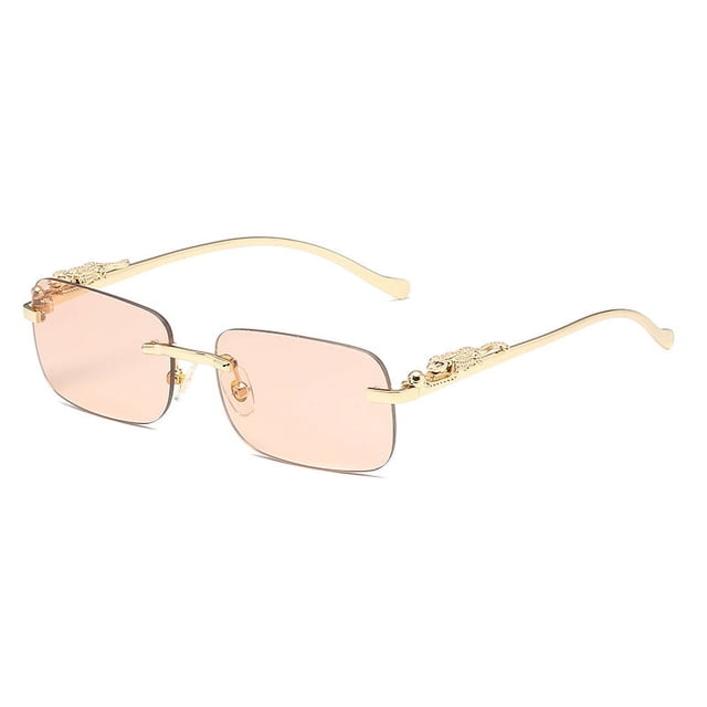 Gafas de sol cuadradas decorativas sin marco de color para hombres y mujeres, gafas de sol retro de metal