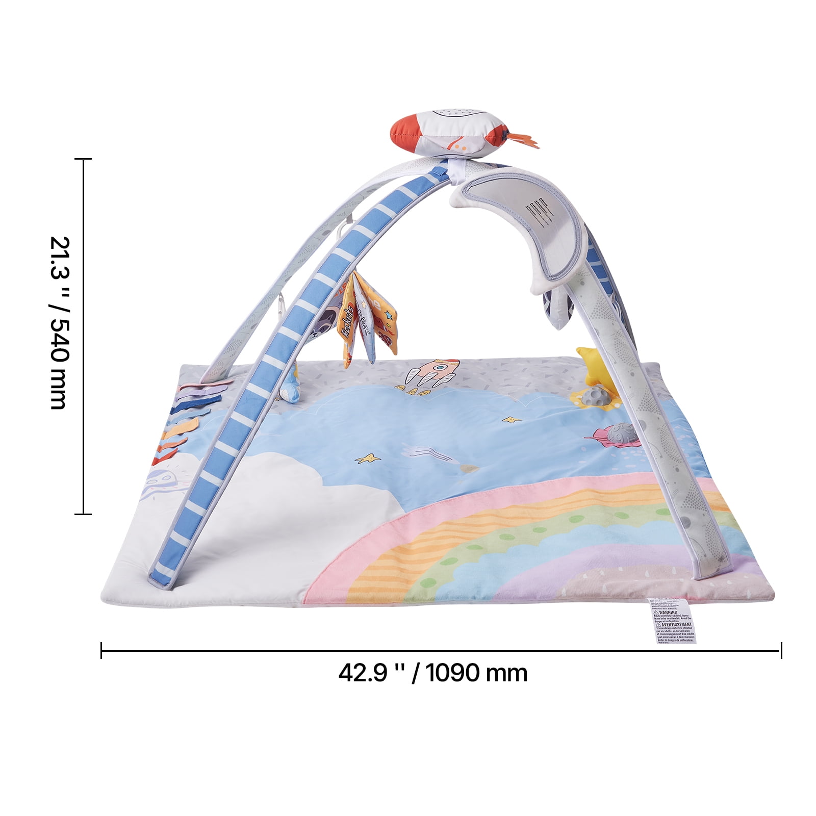 KFFKFF Infant Play Mat, Belly Time Mat with Half a Dozen Interactive Toys, Infant Activity Mat with Illuminated Melodic Spaceship Toy for Newborns Aged 0-18 Months, Essential Present