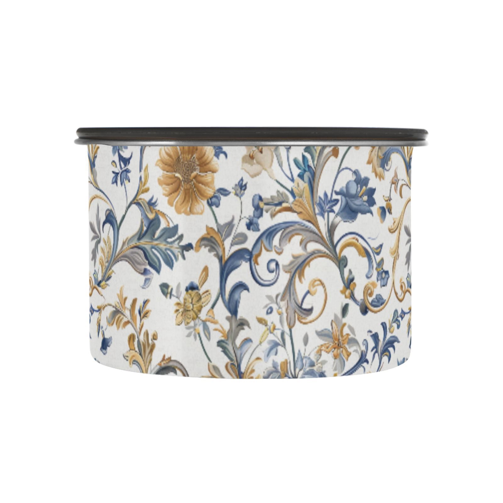 Classic Baroque Florals Airtight Coffee Bean Canister 30oz Food Storage Containers with Lids For Gournd, Tea, Sugar, Flour, Rice, Cereal, Candy Cookie Jar