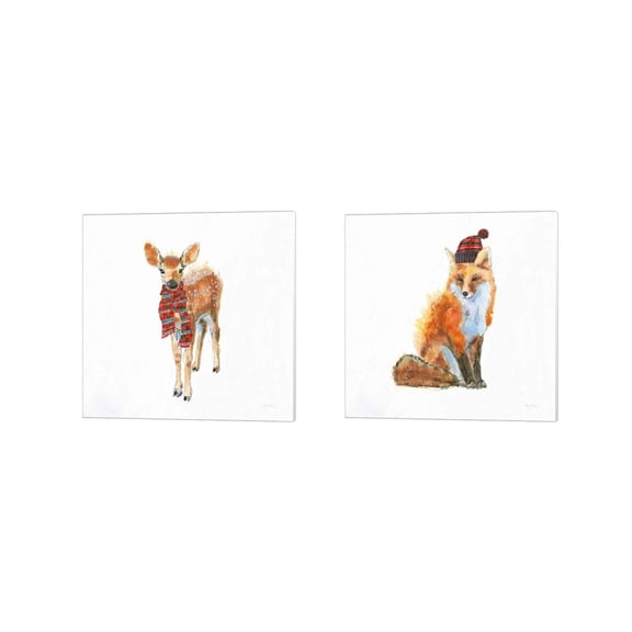 Great Art Now Into the Woods in Style by Emily Adams 2 Piece Canvas Art Set Each 14"W x 14"H