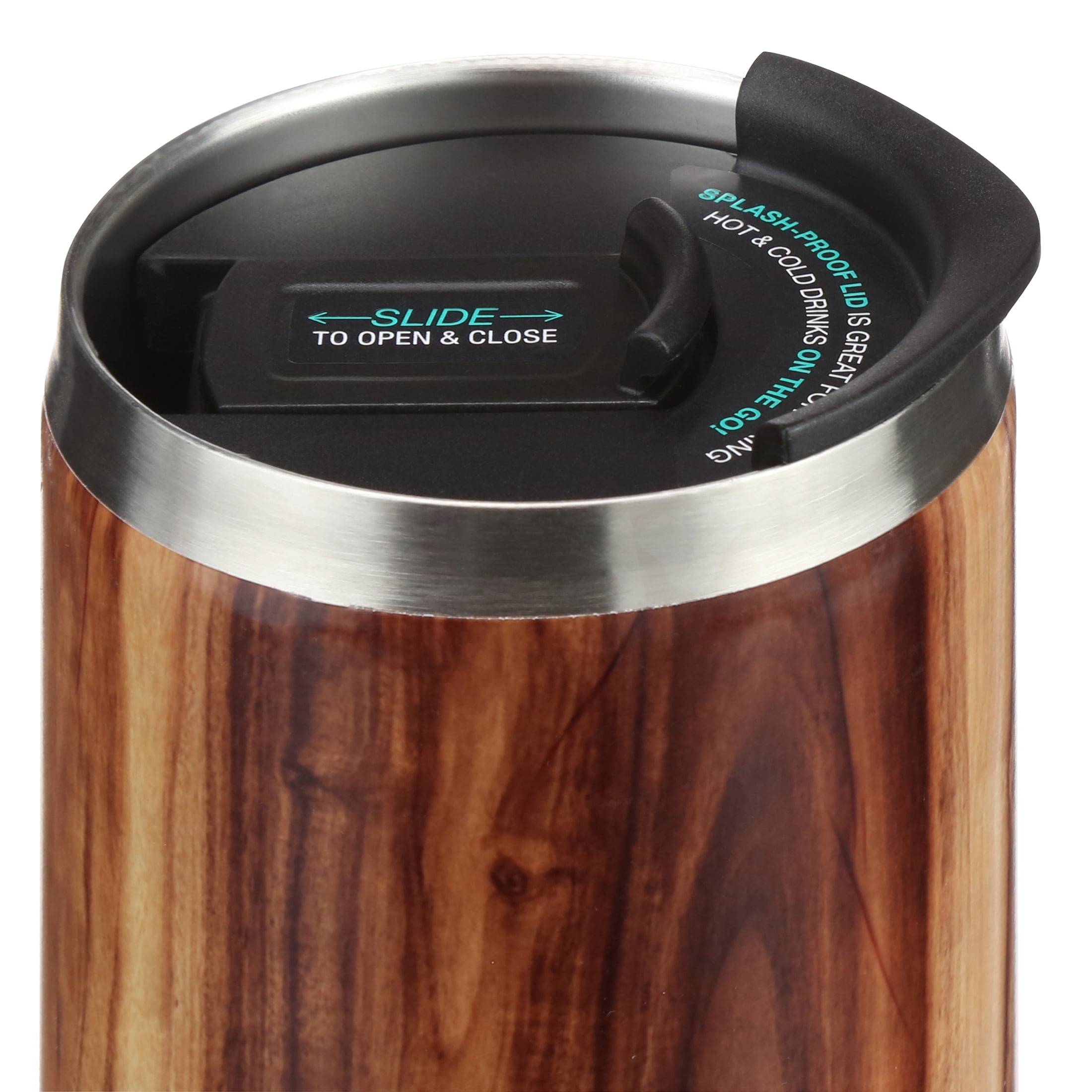 TAL Stainless Steel Boulder Coffee Mug 14oz, Dark Wood