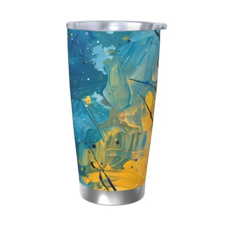 

Lukts Abstract Night Sky Tree for 20OZ Car Cup Stainless Steel Direct Drinking Straw Thermos Cup Suitable for Office Travel and Car-Without Straw