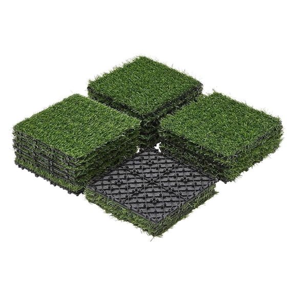 WDZS 12" x 12" Artificial Grass, Turf Tiles Interlocking Self-draining Grass, Fake Grass, Grass Pad for Dogs Potty, Patio, Balcony, Outdoor, Floor Decor, Pet, 27 Pack