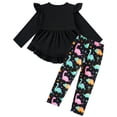 thumbnail image 2 of Lanbubble 1-5Y Toddler Girl 2-Piece Outfits Set Long Sleeve Ruffle Hem Top Floral Pants Fall Winter Kids Girl Clothes, 2 of 10