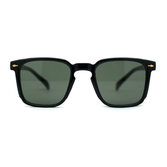 Mens Classic Hipster Keyhole Rectangle Horn Rim Plastic Sunglasses Black Tortoise Green
