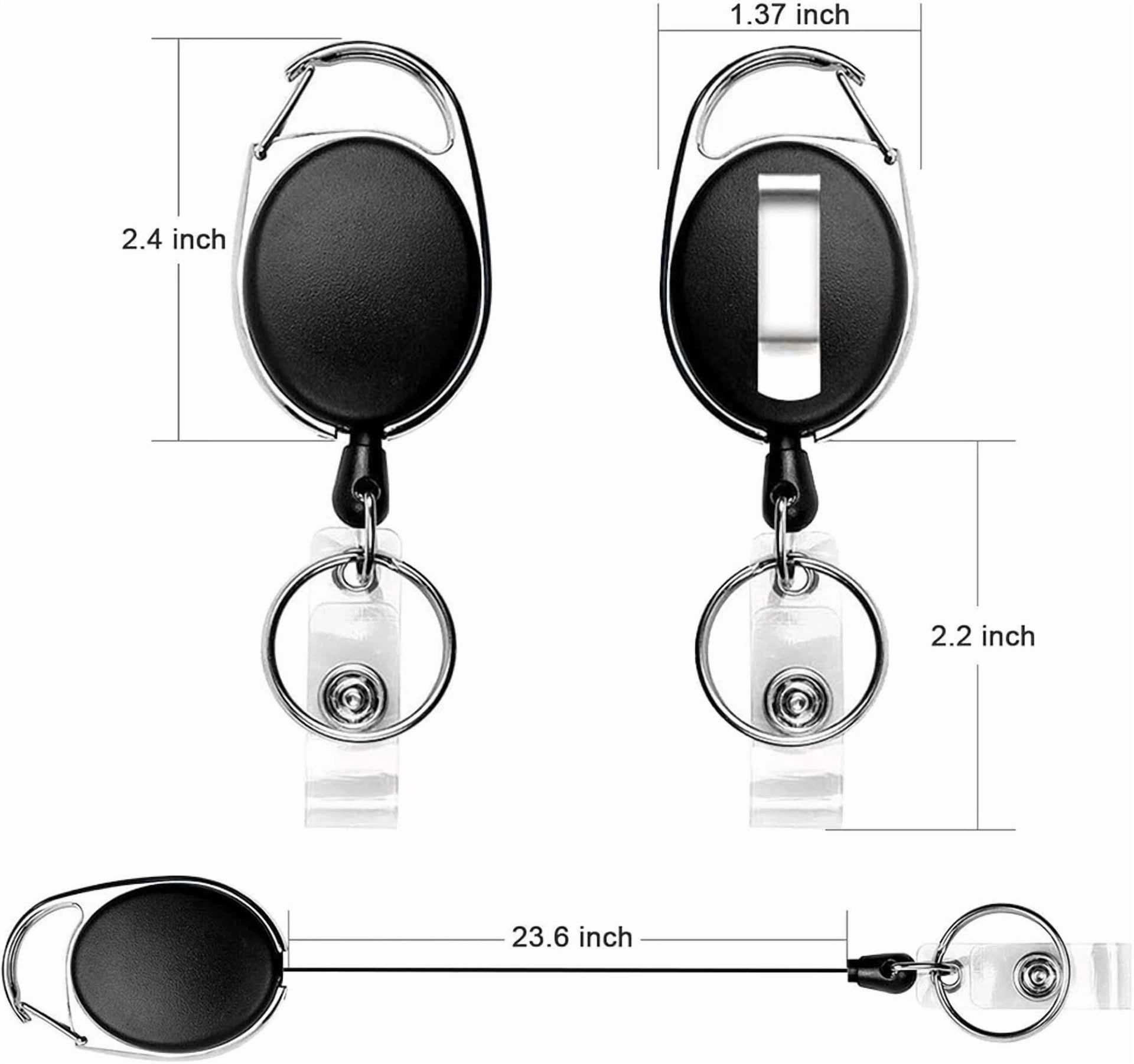 CRESTIN- Badge Reel, 2 Pack Retractable Badge Holders With Carabiner Belt Clip And Key Ri