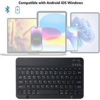 Ultra-Slim Bluetooth Keyboard Portable Mini Wireless Keyboard Rechargeable for Apple iPad iPhone Samsung Tablet Phone Smartphone iOS Android Windows (10 inch Black)