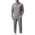 thumbnail image 4 of DORKASM Men's Linen 2 Piece Set Long Sleeve Shirt Pants Outfit Dark Gray XL, 4 of 6
