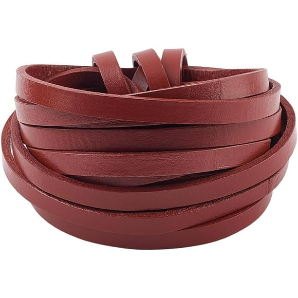 5mx8mm Flat Genuine Leather Lace Strip 3mm Thick Full Grain Cowhide Leather Strap Cord Saddle Brown Braiding Thread Rope for Jewelry Making DIY Crafts Braiding Bracelets Key Chains