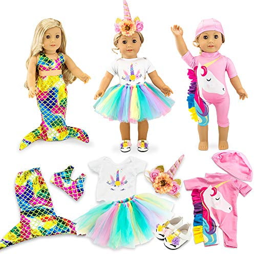 Oct17 Doll Clothes for American Girl 18” inch Dolls Mermaid Outfit Unicorn Tutu Dress Swimsuit