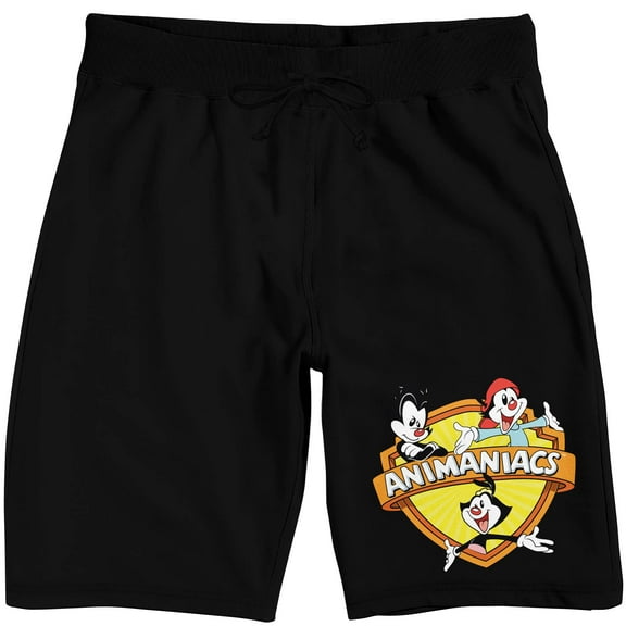 Animaniacs Logo Men's Black Sleep Pajama Shorts-Large