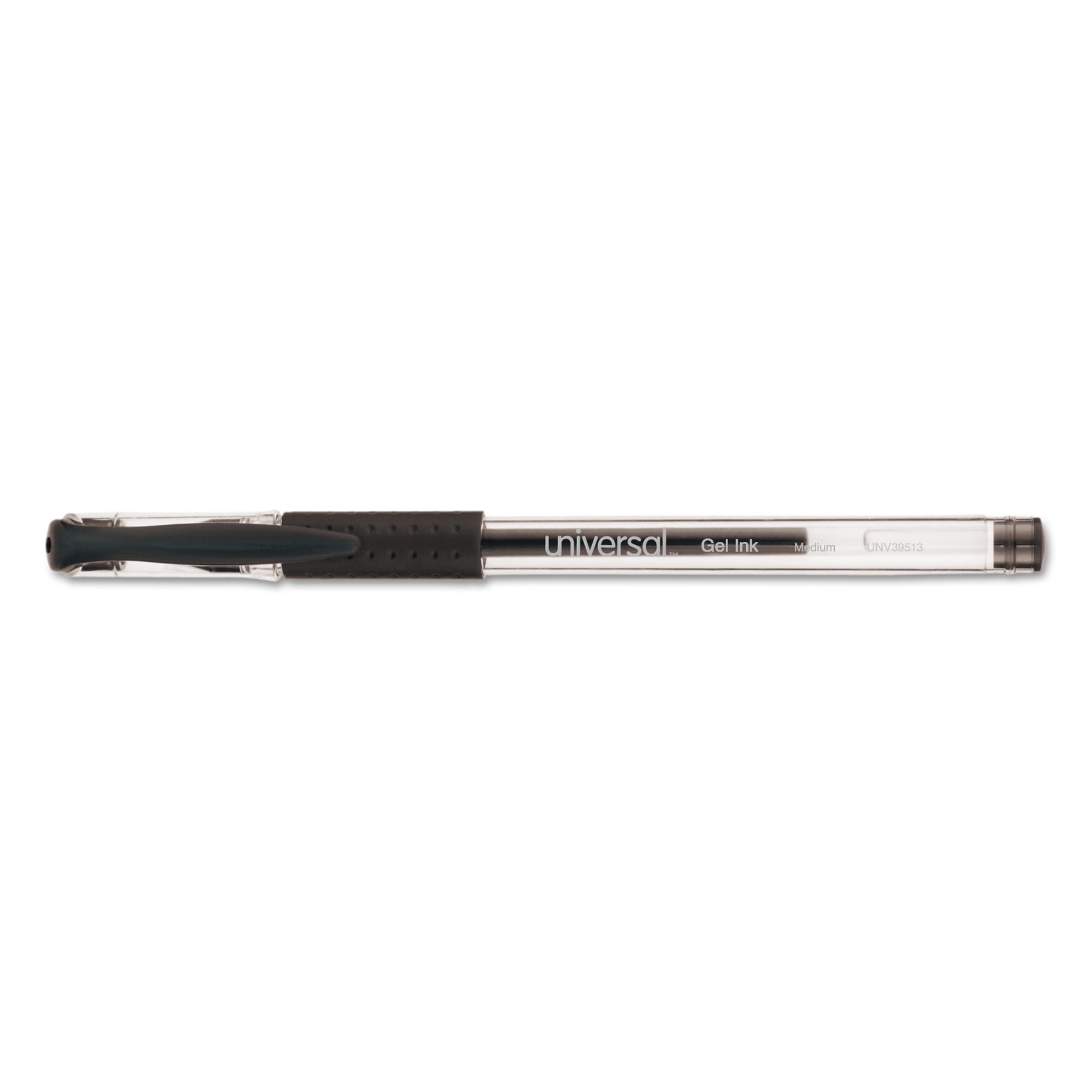Universal Comfort Grip Stick Gel Pen, Medium 0.7mm, Black Ink, Clear Barrel, 60/Pack -UNV39513