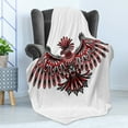 thumbnail image 4 of Ethnic Soft Flannel Fleece Throw Blanket, Haida Art Eagle Motif Pattern Totem Illustration, Cozy Plush for Indoor and Outdoor Use, 60" x 80", Vermilion and Grey, by Ambesonne, 4 of 5