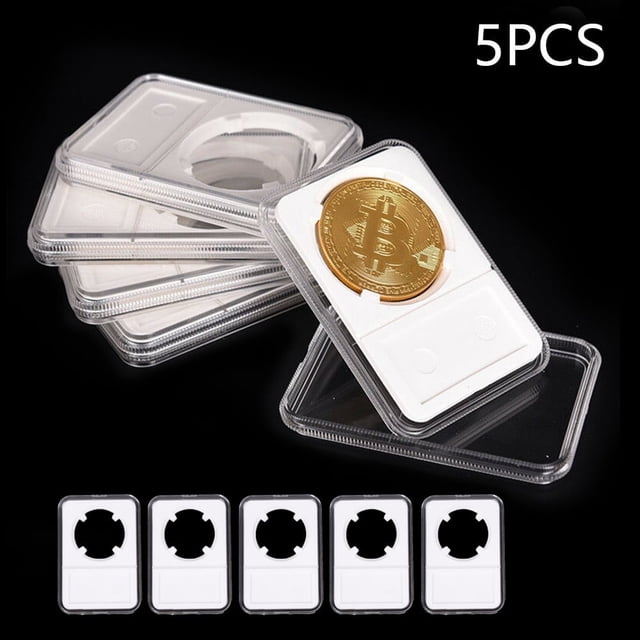 LEFU for 5Pcs Commemorative Coin Slab Holder Display Storage Box Case Protector 30mm Diameter Acrylic Plastic Transparent Leakproof Foam Lined Coin Collection Protection