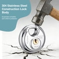 thumbnail image 4 of Puroma 2-3/8" (60mm) Discus Padlock, 304 Stainless Steel Round Lock with 3 Keys, 5/8" (16mm) Shackle Clearance Height, Heavy-Duty Weather-Resistant Lock for Storage Units, Pods, Garages, Sheds, Gates, 4 of 7