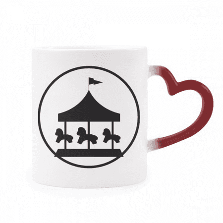 

Carousel Amusement Park Black Outline Heat Sensitive Mug Red Color Changing Stoneware Cup