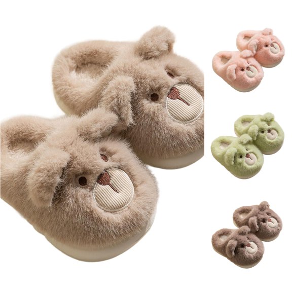 Shachafan Girls Slippers Winter Warm Fuzzy Shoes Indoor Cute Bear Design Comfortable Kids Home Footwear For Toddlers And Children Girls Slippers Size 12