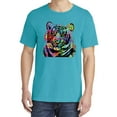 thumbnail image 2 of Wild Bobby,Cool Rainbow Neon Trippy Jungle Tiger Eyes Animal Lover Garment-Dyed Washed Look Short Sleeve Tees, Blue Lagoon, Small, 2 of 3