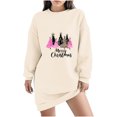 thumbnail image 1 of Pisexur Robe de Noël pour Femmes Mode Imprimé Arbre de Noël Col Rond Robe Chandail en Molleton Décontractée Manches Longues Robe de Fête d'Automne Mini Robe, 1 of 4