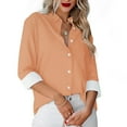 thumbnail image 2 of cfhntfmh Long Sleeve Shirts for Women Fall Loose Dressy Casual Blouses Button down Collared Basic Tops, 2 of 5