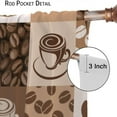 thumbnail image 6 of Retro Coffee Curtains, Abstract Modern Art Cappuccino Coffee Shop Plaid Theme Pattern Window Drapes for Kitchen Living Room Bedroom Cafe 2 Panel Set, 42x63 Inch, 6 of 6