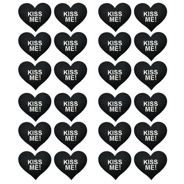 12 Pairs Nipple Cover,Chest Paste Heart Shape Words Printed Sexy Disposable  Nipple Covers Breast for Woman 