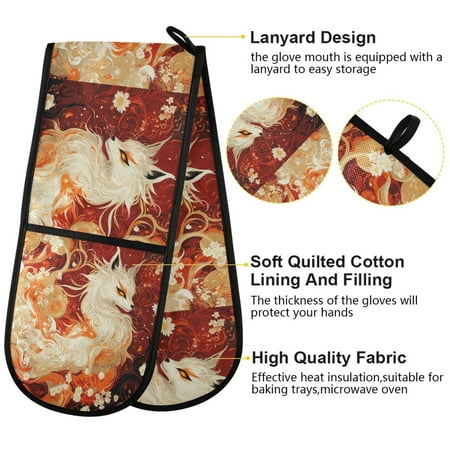 

BZSMCE Oven Mitts Dance Of Flames Creative Pattern Resistant Kitchen Gloves