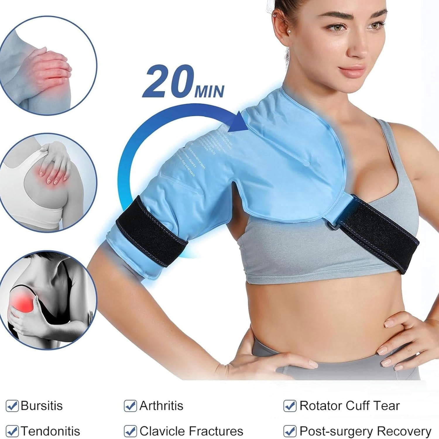 Shoulder Ice Pack Rotator Cuff Cold Therapy, Pain Relief, Reusable Hot Cold Therapy Gel Shoulder Ice Cold Pack for Frozen Shoulder,Sports Injuries,Bursitis, Tendinitis,Surgery Recovery