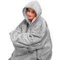 thumbnail image 5 of Livhil Oversized Microfiber & Sherpa Wearable Blanket, Wearable Blanket Hoodie Sweater, One Size Fits All(Gray), 5 of 7