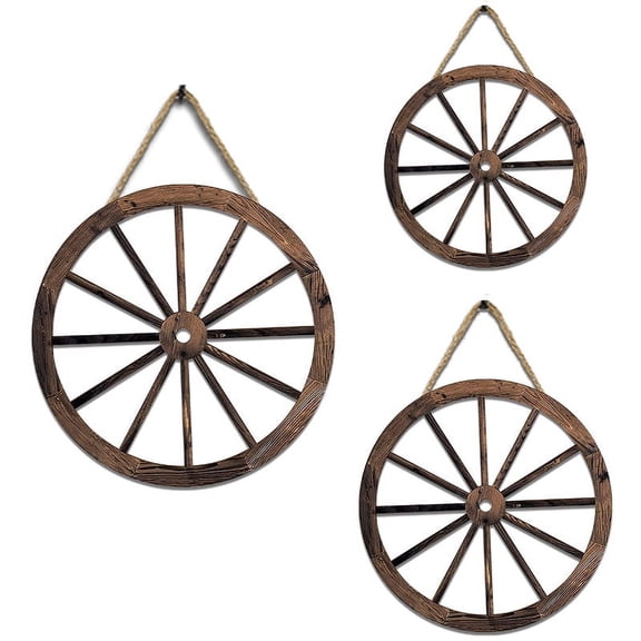 Namzi Wall Sculptures 3 Pc Wood Wall Art Farmhouse Rustic Home Decor, Round Kitchen Bedroom Bathroom Dining Room Wall Decor,Brown