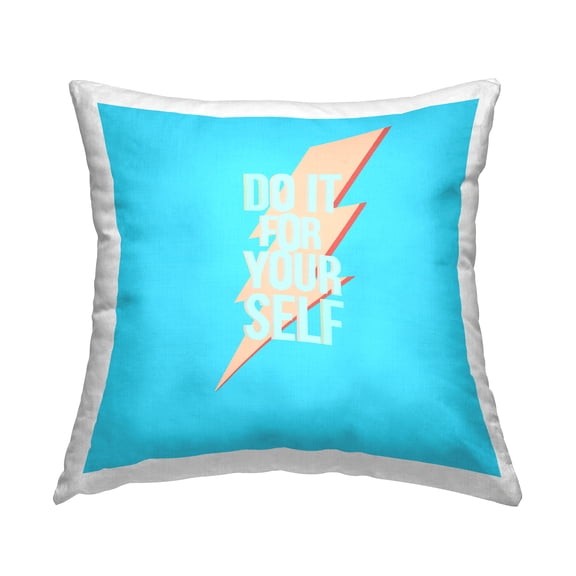 Stupell Industries Do It For Yourself Bolt Square Decorative Printed Throw Pillow, 18 x 18,
