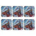 thumbnail image 2 of Pofeuu Cartoon Train Hot Air Balloon Print Leather Coasters Set of 6, Round Cups Mugs Mat Pad for Home Kitchen Heat Resistant Drink Coasters,Square, 2 of 7