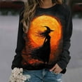 thumbnail image 5 of Funny Shirts for Women Halloween Ghost Crew Neck Sweatshirts Loose Fleece Lined Cute Graphic Pullover Tops Green, 2XL, 5 of 5