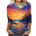 thumbnail image 2 of Teissuly Women's Fashion Printed T-shirt 3/4 Sleeves Blouse Round Neck Casual Tops, 2 of 5