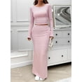 thumbnail image 4 of Women'S Skirt Sets 2 Piece Outfits Striped Skirt and Top Set 2 Piece Sets for Women Fall Outfits Pink M, 4 of 9