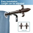thumbnail image 4 of Urbanest Cast Forged Iron Curtain Rod with Fleur de Lis Finials – Heavy-Duty Decorative Designer Drapery Rod, Adjustable Metal Window Rod Set, 3/4" Diameter, 84" to 120", Oil-rubbed Bronze (ORB), 4 of 5