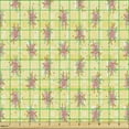 thumbnail image 2 of Ambesonne Yellow Plaid Fabric by the Yard Upholstery, Flowers Rustic Print, 1 Yard, Pale Rose Green White, 2 of 5
