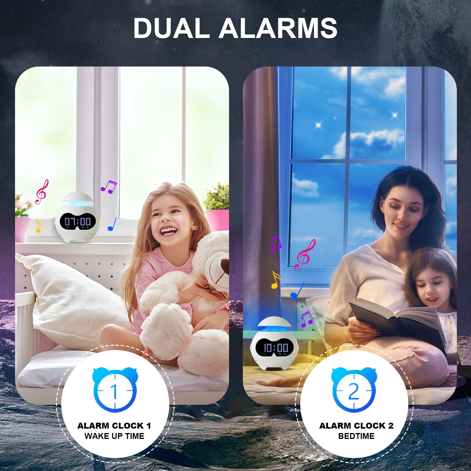 OK to Wake Clock for Kids with Sound Machine, Sleep Training Digital Alarm Clock for Toddler Girls and Boys ,Smart Sunrise Alarm Clock Wake Up Night Light for Bedroom