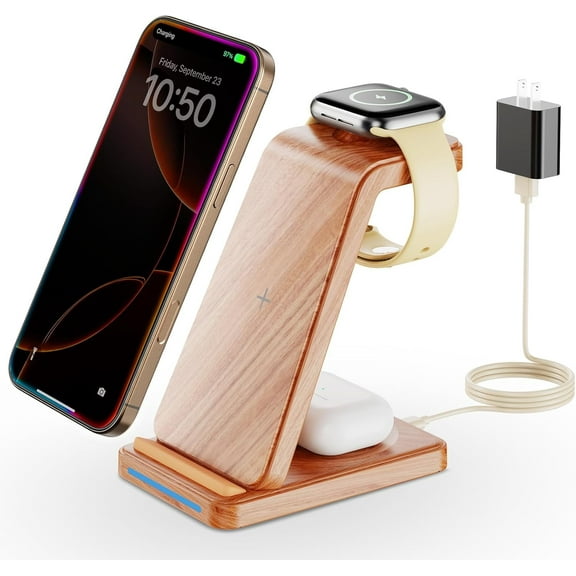 Wireless Charging Station 3-in-1 Charger Stand for iPhone, Apple Watch