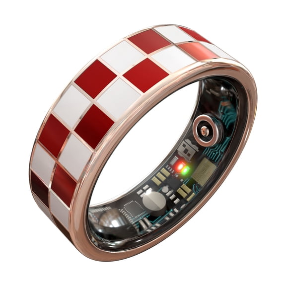 Classic Plaid Health Tracking Ring, Suitable for Both Men and Women, 5ATM Waterproof, Activity/Sleep/Temperature Monitoring, Family Care Mode, Compatible with Android and iOS.