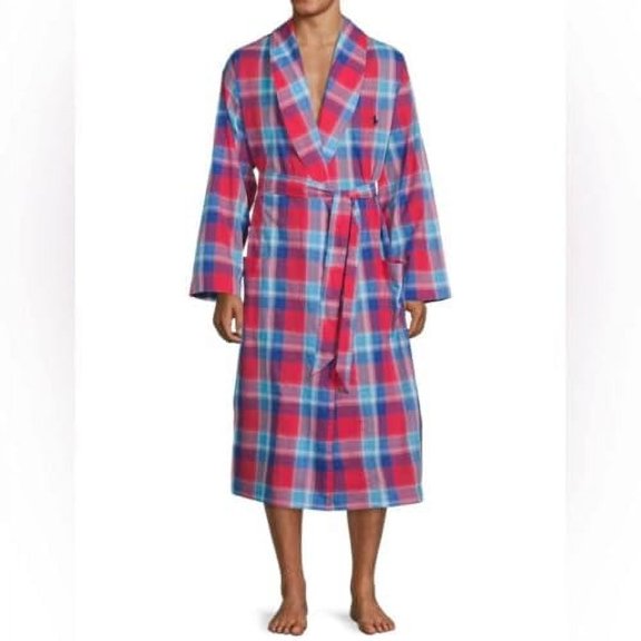 Polo Ralph Lauren 100% Cotton Soft Wash Woven Shawl Collar Robe, Multi, Sm