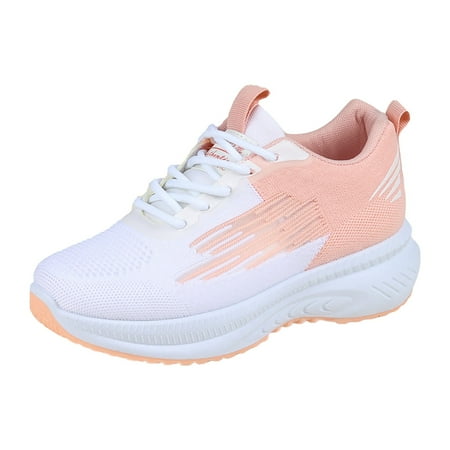 QYZEU White Tennis Shoes Casual Shoes for Women Women s Shoes Comfortable Soft Sole Lightweight Mesh Breathable Color Casual Sneakers Plain Slide Shoes Pink 37