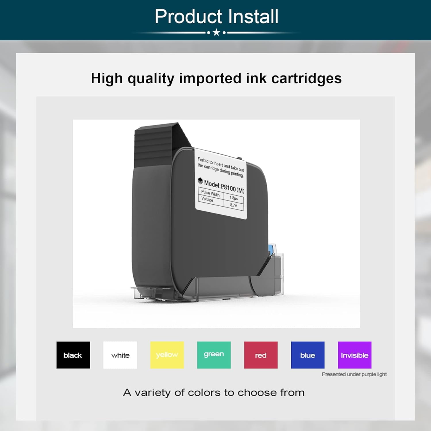 Phezer 1-inch 72ml Quick Dry Ink Cartridge for 25.4mm P15-1 Handheld Inkjet Printer Durable Replacement Waterproof 72ml Ink Cartridge (Black)