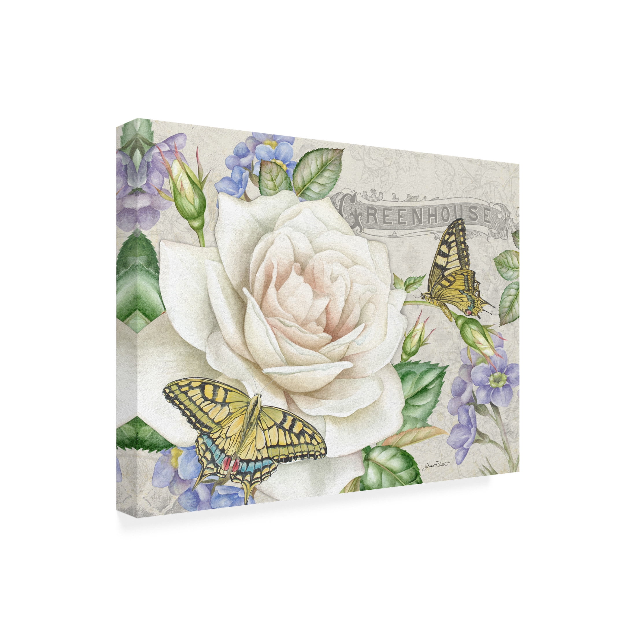 Canvas Wall Art - Jean Plout 'Rose Garden in Bloom B' Wall Art for Living Room, Bedroom, or Office Décor by Trademark Fine Art - 24 x 18 Inches